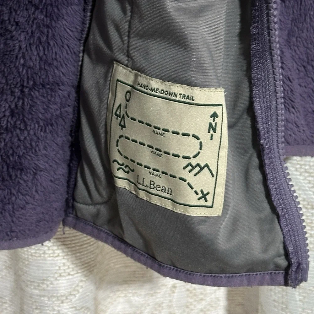 LL Bean Youth Girls Purple‎ Hooded Fleece Full Zip Jacket Size Large (14-16)